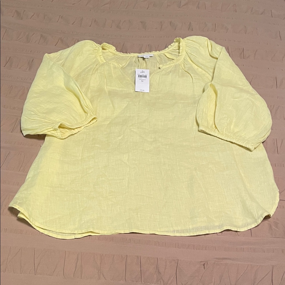 NWT J. Jill Love Linen Soft Yellow Blouse M